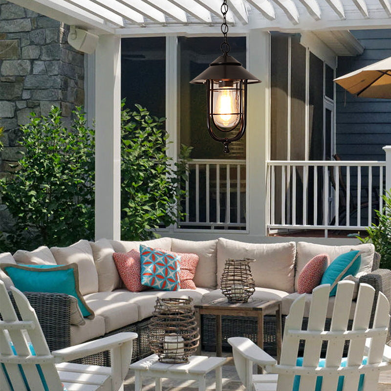 Vintage Aluminum and Glass Outdoor Pendant Light