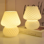 Contemporary Striped Mushroom Glass Table Lamp - 1 Light