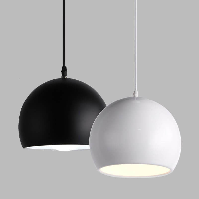 Contemporary Round Iron Pendant Light - Single Light, Solid Color
