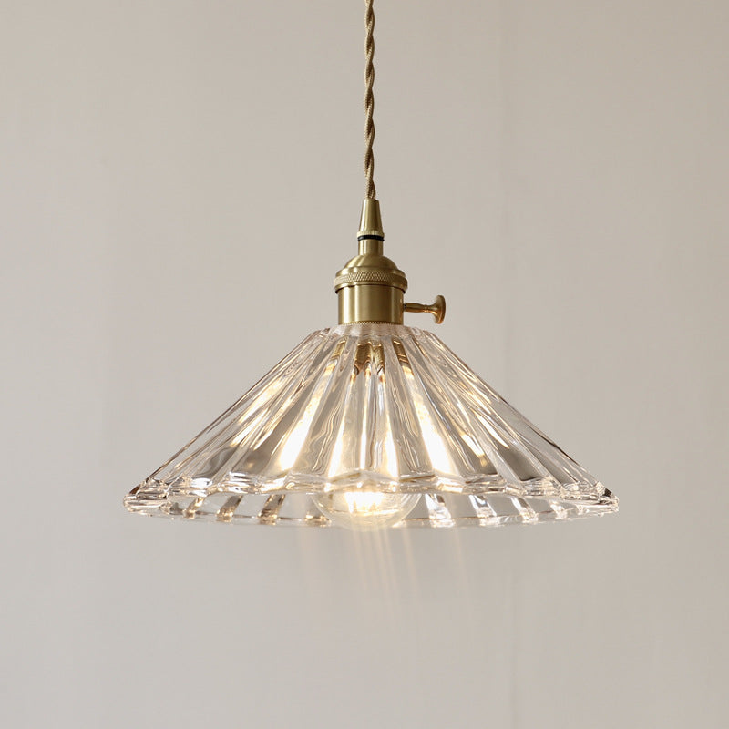 Vintage Clear Glass Brass Pendant Light - Nordic Minimalist Design