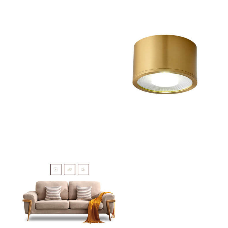 Contemporary Brass LED Flush Mount Ceiling Spotlight