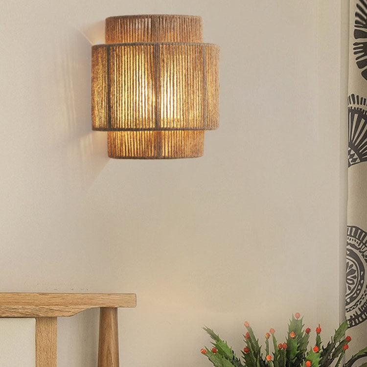 Japanese Rope-Woven 1-Light Wall Sconce