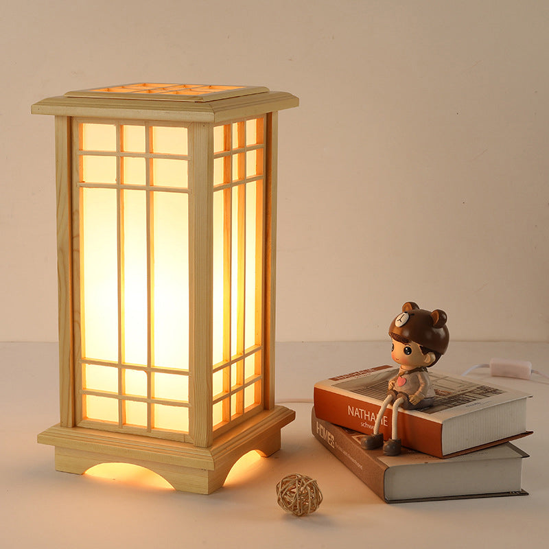 Japanese Wood and Acrylic Rectangular Floor Lamp - 1/2/3 Light Options for Bedroom
