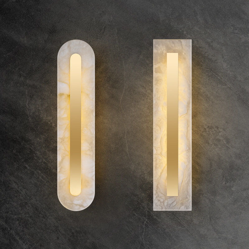 Premium Brass and Marble Oval LED Wall Sconce