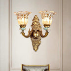 Elegant European Glass Flower Wall Sconce Lamp