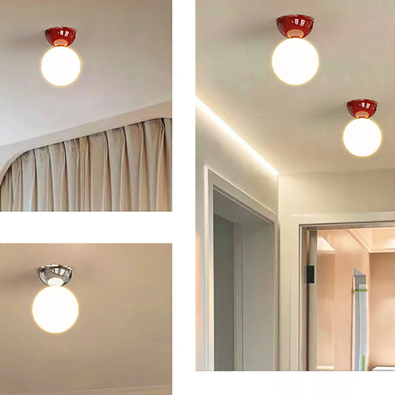 Scandinavian Iron & Glass Semi-Flush Mount Ceiling Light