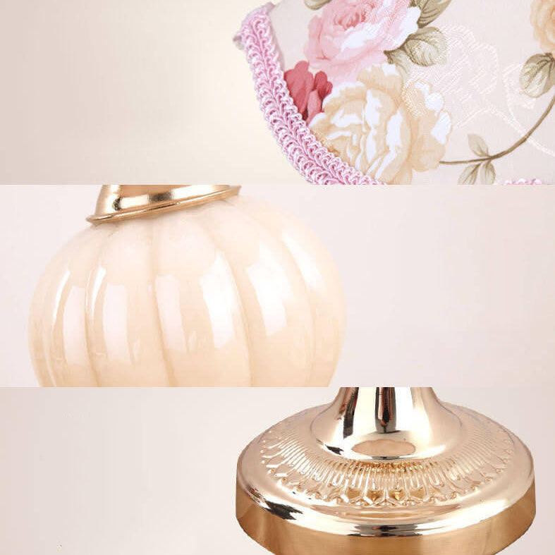 Vintage Floral Glass Table Lamp - Nordic Design, 1-Light