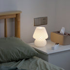 Contemporary Striped Mushroom Glass Table Lamp - 1 Light