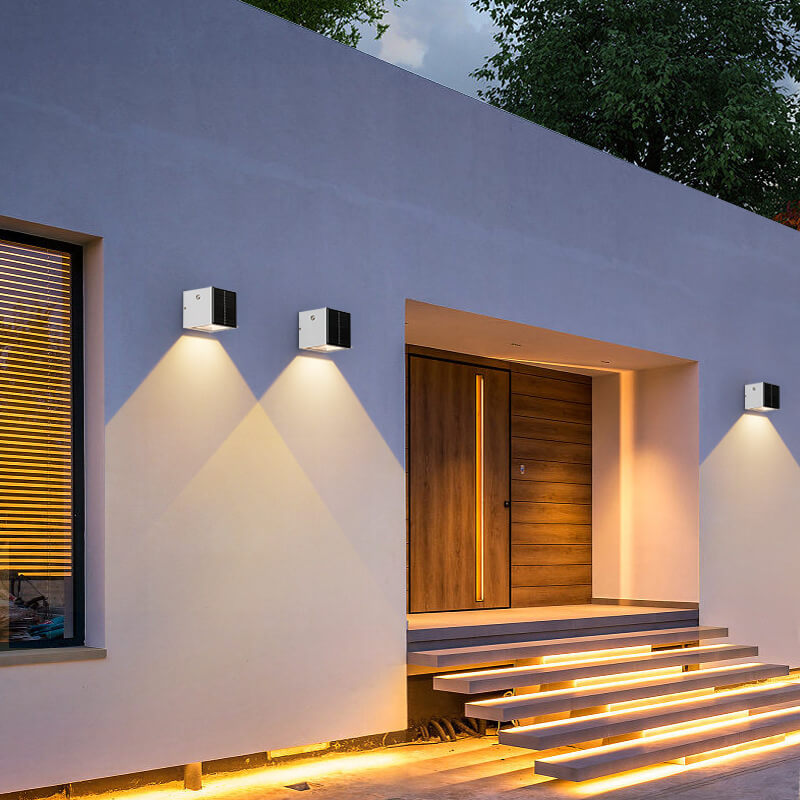 Premium Black Rectangular Solar LED Outdoor Wall Light