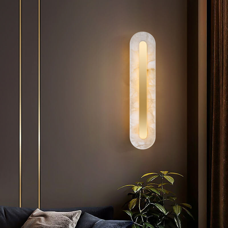 Premium Brass and Marble Oval LED Wall Sconce