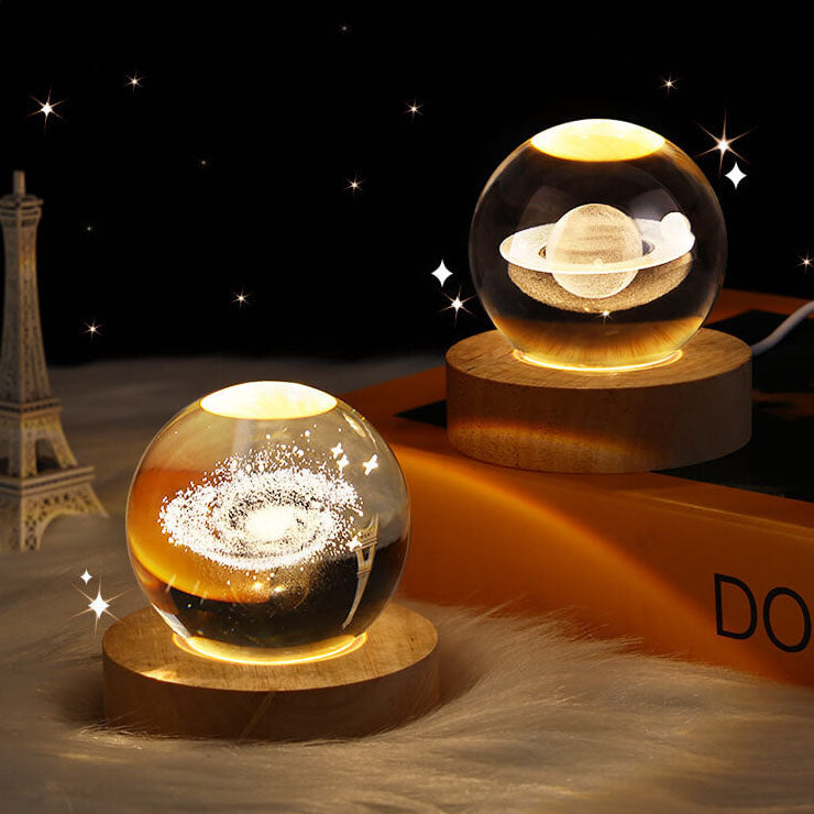 Modern Star System Crystal Ball USB LED Night Light Table Lamp for Bedroom