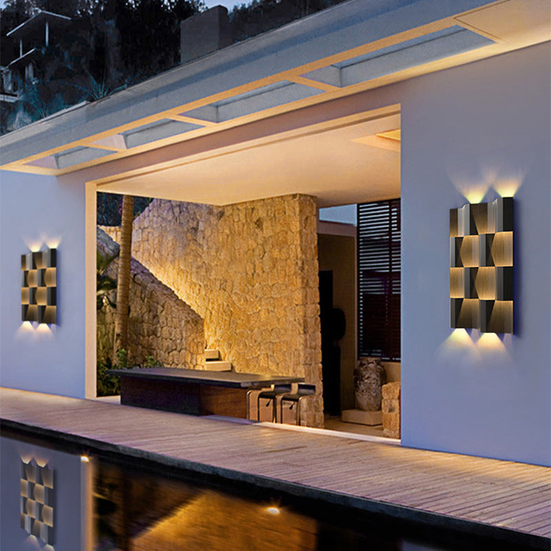 Modern Waterproof Stainless Steel Rectangular LED Wall