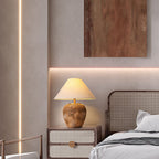 Shabby Chic Cone Fabric Ceramic Table Lamp - 1-Light Design for Bedroom