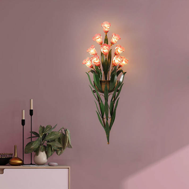 Contemporary Minimalist Glass Flower Wall Sconce