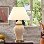 Rustic Ceramic Conic Table Lamp with 1-Light for Study