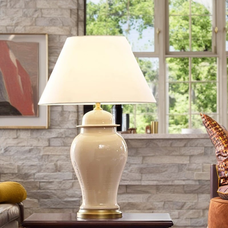 Rustic Ceramic Conic Table Lamp with 1-Light for Study