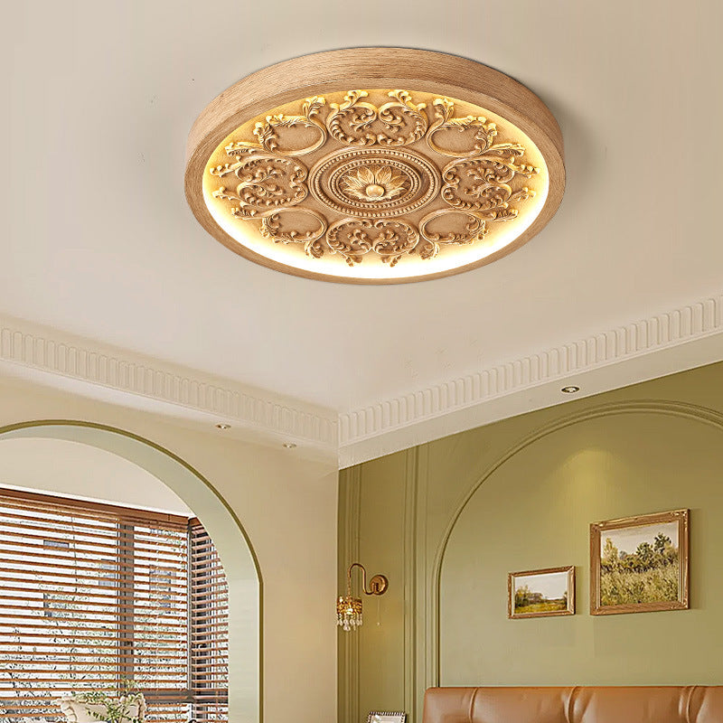 Contemporary Carved Iron and Acrylic LED Flush Mount