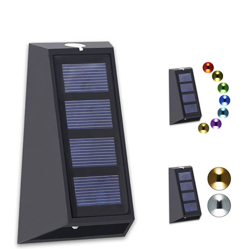 Premium Solar RGB Trapezoid Outdoor LED Wall Sconce Lamp