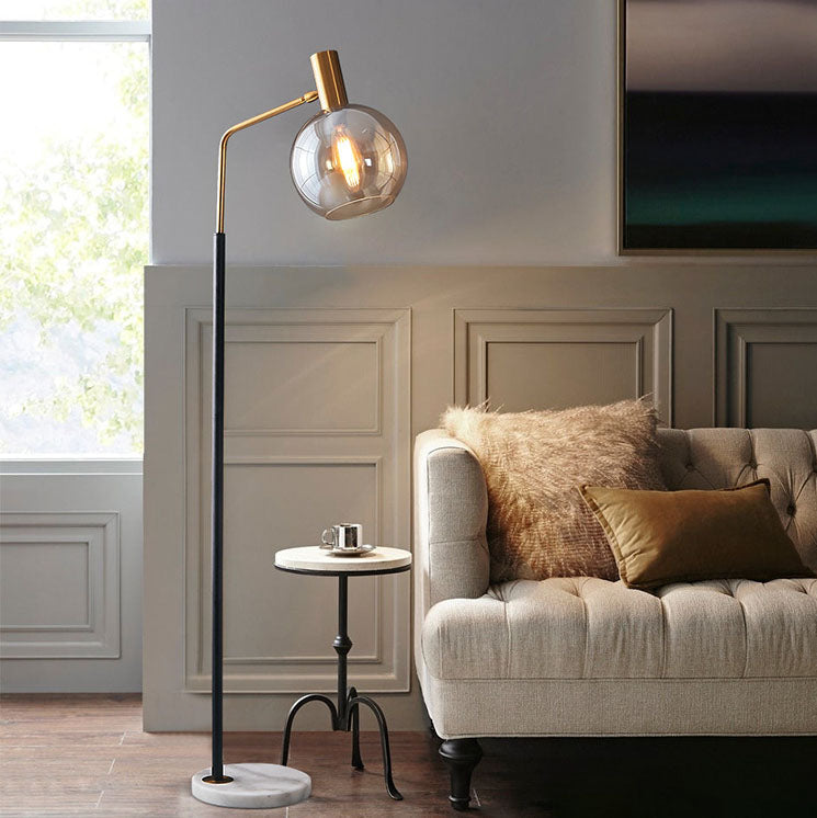 Nordic Glass Dome Floor Lamp with Marble Base - 1-Light Design for Living Room