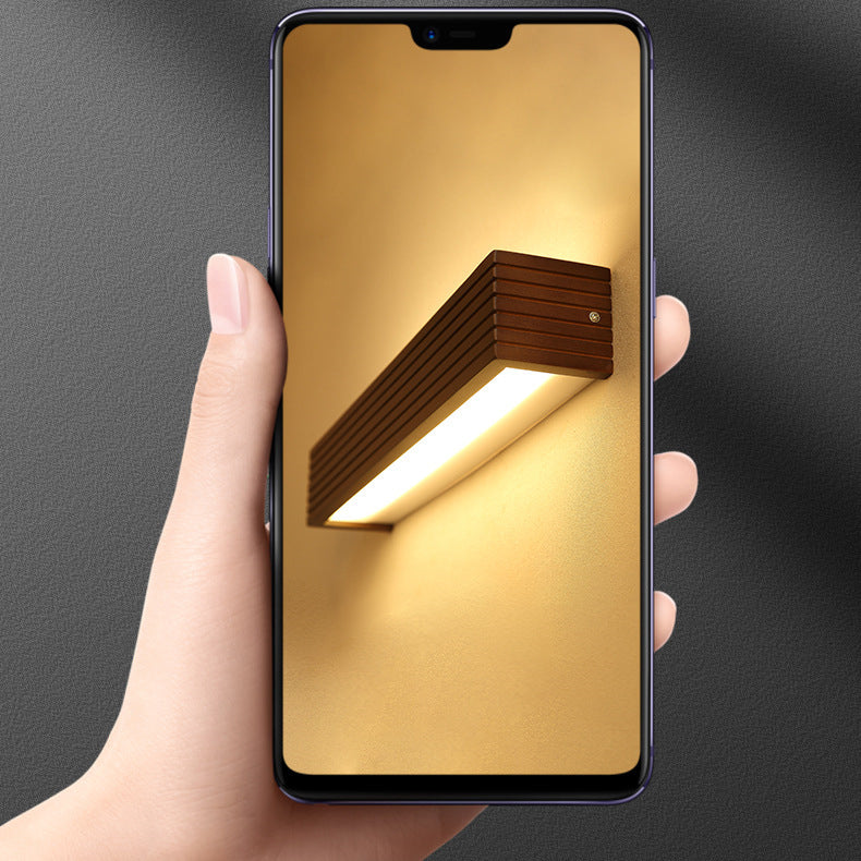 Striped Wood LED Vanity Sconce