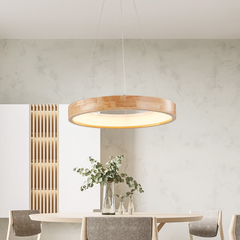 Japanese Minimalist LED Chandelier - Log Circle Island Light