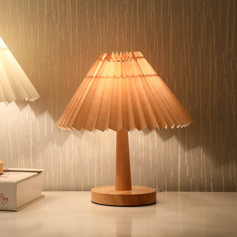 Retro Pleated LED Table Lamp - Umbrella Design