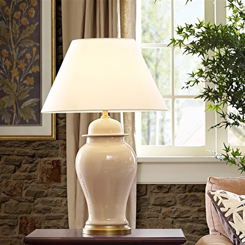 Rustic Ceramic Conic Table Lamp with 1-Light for Study