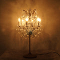Rustic Vintage French Crystal 6-Light Candelabra Table Lamp
