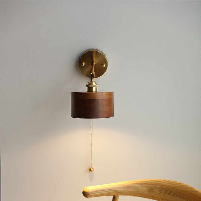 Scandinavian Copper & Wood 1-Light Sconce