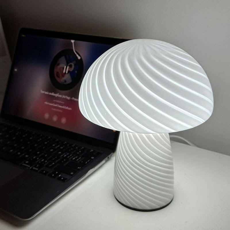 Contemporary Minimalist Glass Mushroom Table Lamp - 1 Light