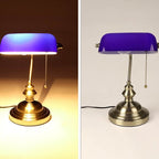 Vintage Glass Table Lamp with Metal Base - 1-Light Zipper Design