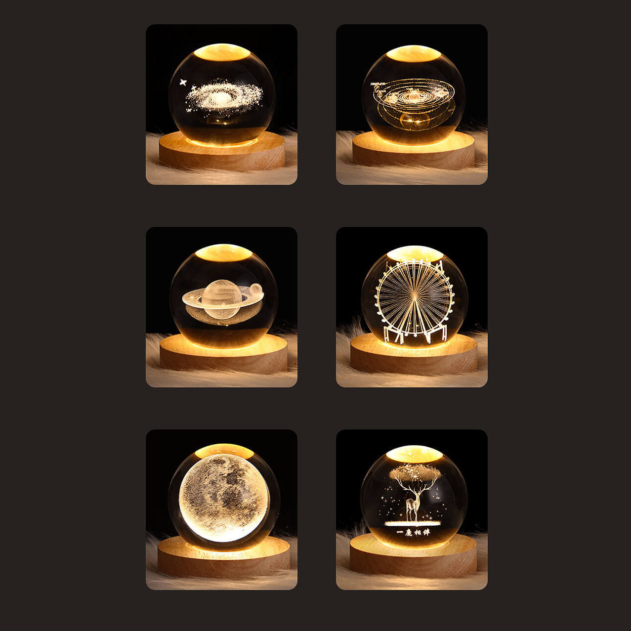 Modern Star System Crystal Ball USB LED Night Light Table Lamp for Bedroom