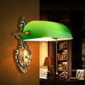 Vintage Copper and Green Glass Wall Sconce Lamp - 1-Light