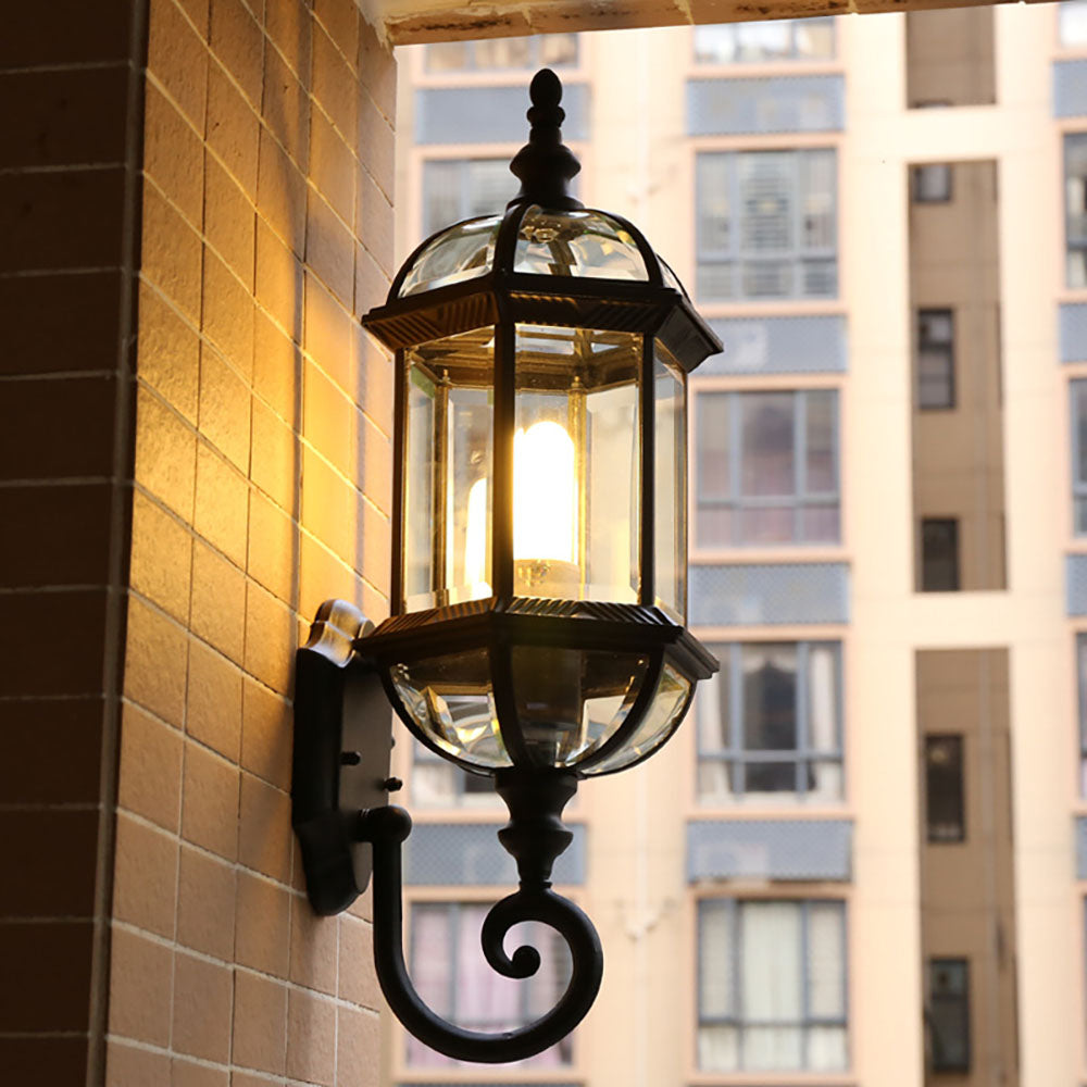 Vintage Waterproof Hexagonal Aluminum Glass Outdoor Wall