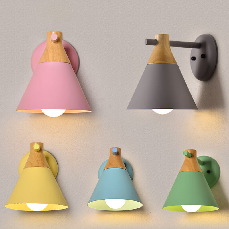 Nordic Wood Macaron Wall Sconce