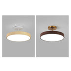 Minimalist Japanese Wood Grain Round LED Semi-Flush Mount