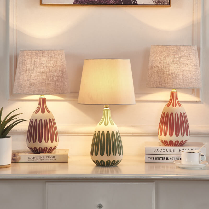 Nordic Vertical Pattern Ceramic Table Lamp - 1 Light