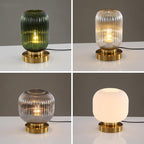 Premium Nordic Striped Oval Glass Table Lamp - 1 Light