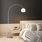 Scandinavian Glass Round Shade Floor Lamp - 1-Light Iron Design for Living Room