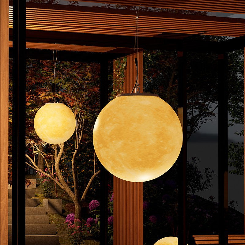 Modern Nordic Solar Waterproof Round Moon LED Pendant Light