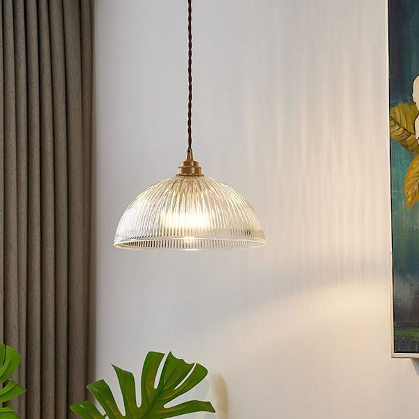 Elegant Clear Glass Dome Pendant Light with Fixture