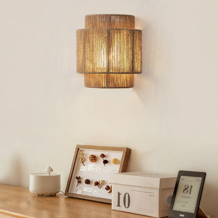 Japanese Rope-Woven 1-Light Wall Sconce