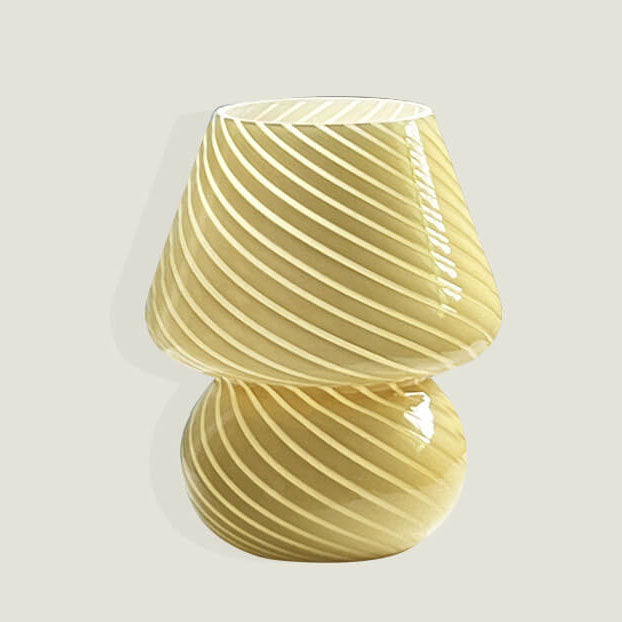 Contemporary Striped Mushroom Glass Table Lamp - 1 Light