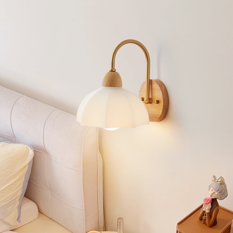 Wood & Ceramic Flower Wall Sconce