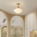 Nordic Striped Glass Oval Semi-Flush Mount Ceiling Light