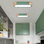 Scandinavian Long Oval Iron LED Flush Mount Ceiling Light for Bedroom