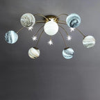 Nordic 13-Light Semi-Flush Mount Ceiling Light - Earth Planet Design for Kids' Bedrooms