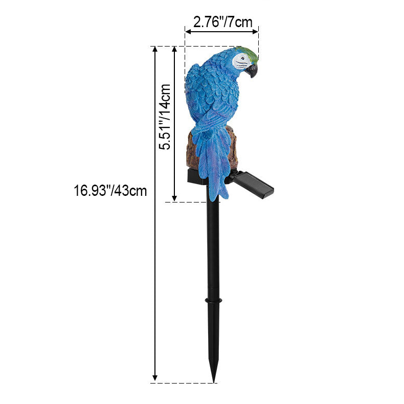 Colorful Solar-Powered Waterproof Resin Parrot LED Garden