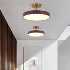 Minimalist Japanese Wood Grain Round LED Semi-Flush Mount