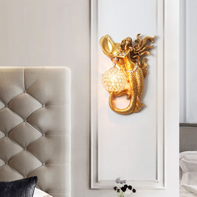 Mermaid Resin Crystal Wall Sconce